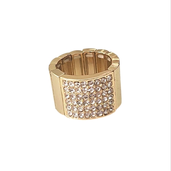 Jennifer LOPEZ Gold Tone And Rhinestones Chunky Stretch Ring - Picture 1 of 4